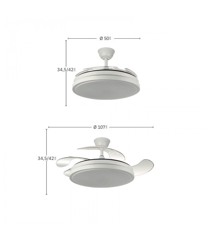 Ventilador Escorpión DC 59W 6980Lm 4 Aspas Blanco CCT