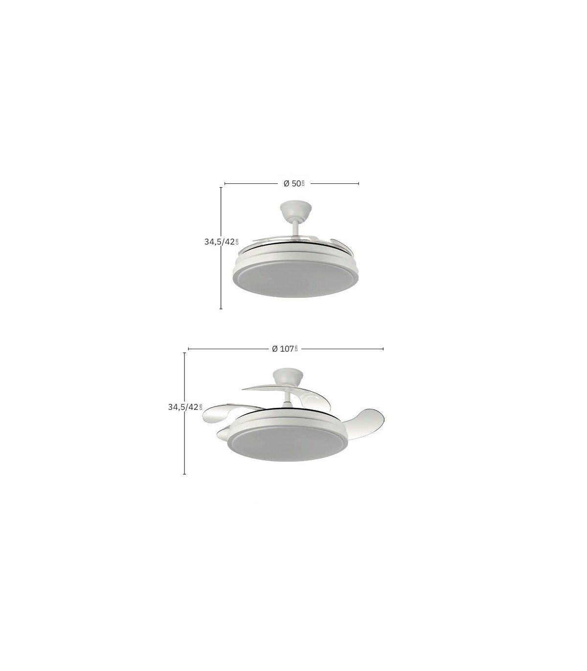 Ventilador Escorpión DC 59W 6980Lm 4 Aspas Blanco CCT