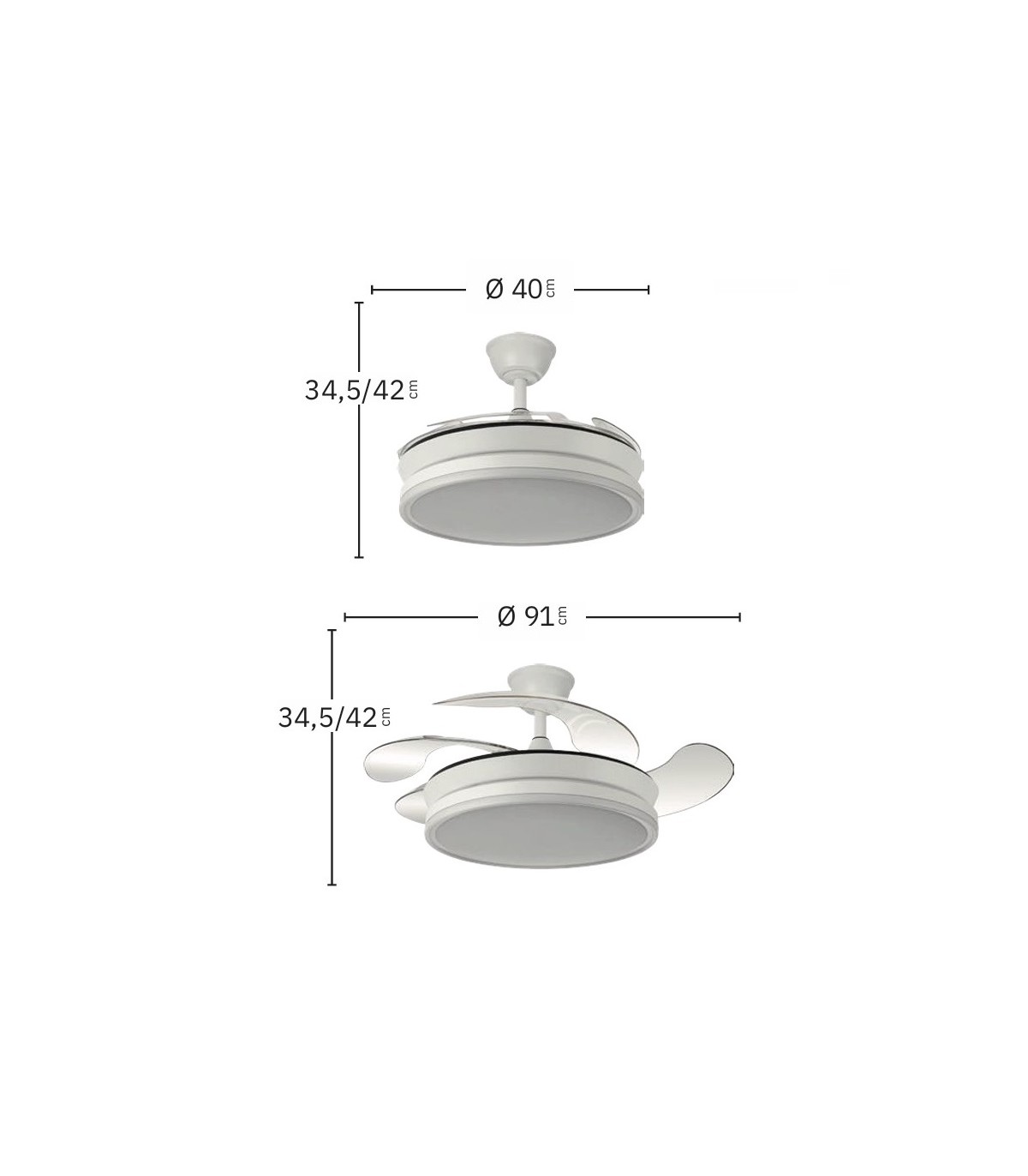 Ventilador BAYOMO-XS DC 59W 6980Lm 4 Aspas Negro CCT