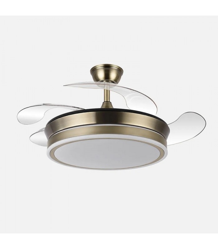 Ventilador BAYOMO-XS DC 59W 6980Lm 4 Aspas Cuero CCT
