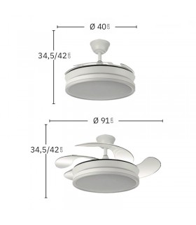 Ventilador BAYOMO-XS DC 59W 6980Lm 4 Aspas Cuero CCT
