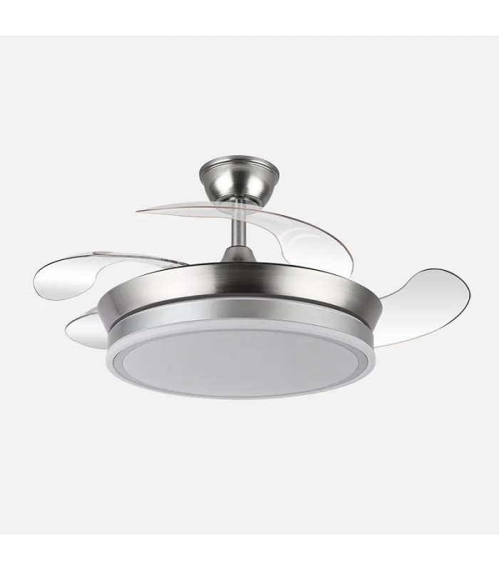 Ventilador BAYOMO-XS DC 59W 6980Lm 4 Aspas Níquel CCT