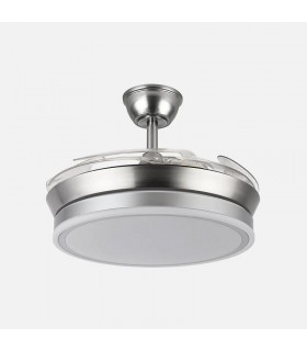 Ventilador BAYOMO-XS DC 59W 6980Lm 4 Aspas Níquel CCT