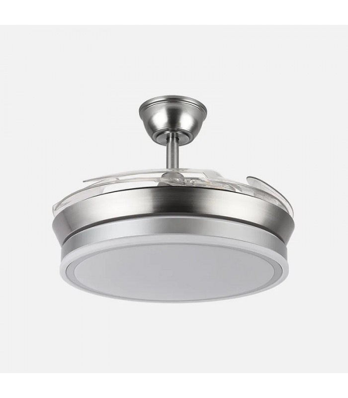 Ventilador BAYOMO-XS DC 59W 6980Lm 4 Aspas Níquel CCT