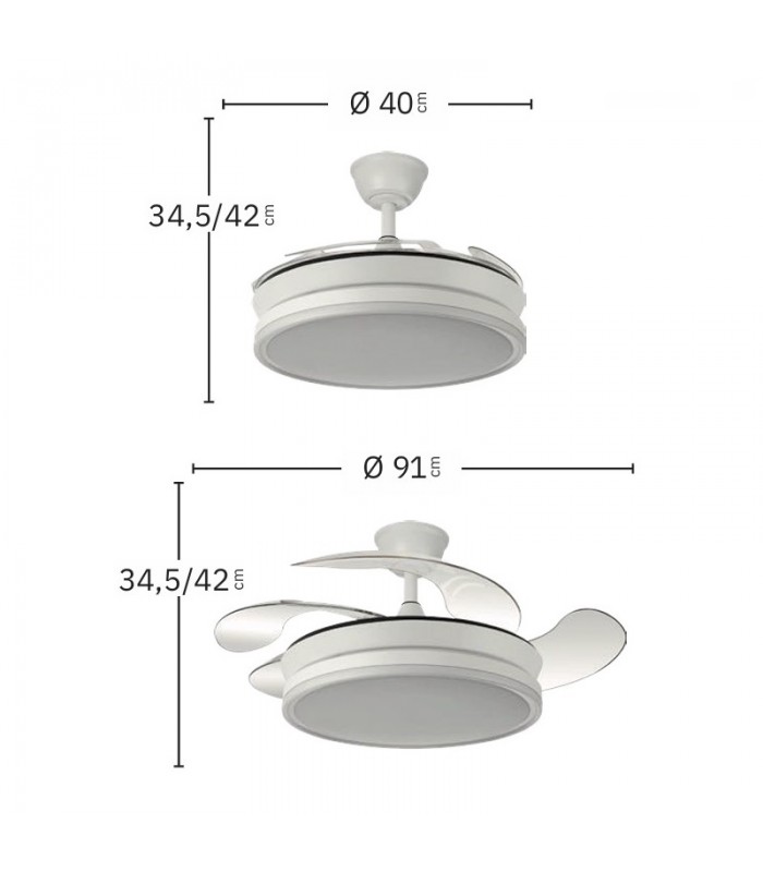 Ventilador de Techo BAYOMO-XS DC 59W 6980Lm 4 Aspas Blanco CCT