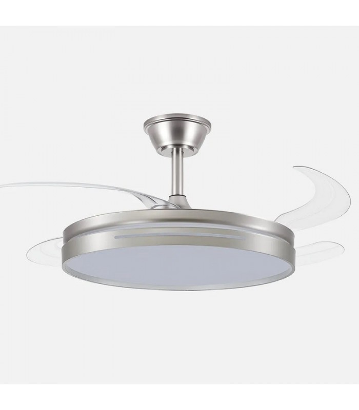 Ventilador Micenas Níquel DC 59W 6980Lm 4 Aspas CCT