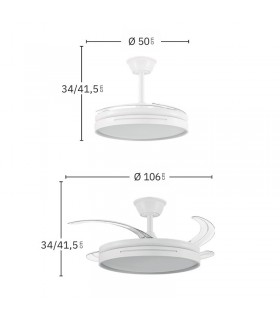 Ventilador Micenas Níquel DC 59W 6980Lm 4 Aspas CCT