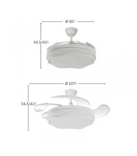 Ventilador de Techo NASIM Blanco DC 59W 6980Lm 4 Aspas CCT