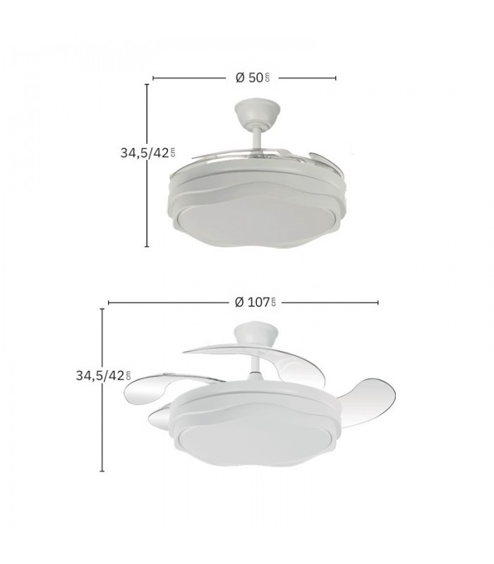Ventilador de Techo NASIM Blanco DC 59W 6980Lm 4 Aspas CCT