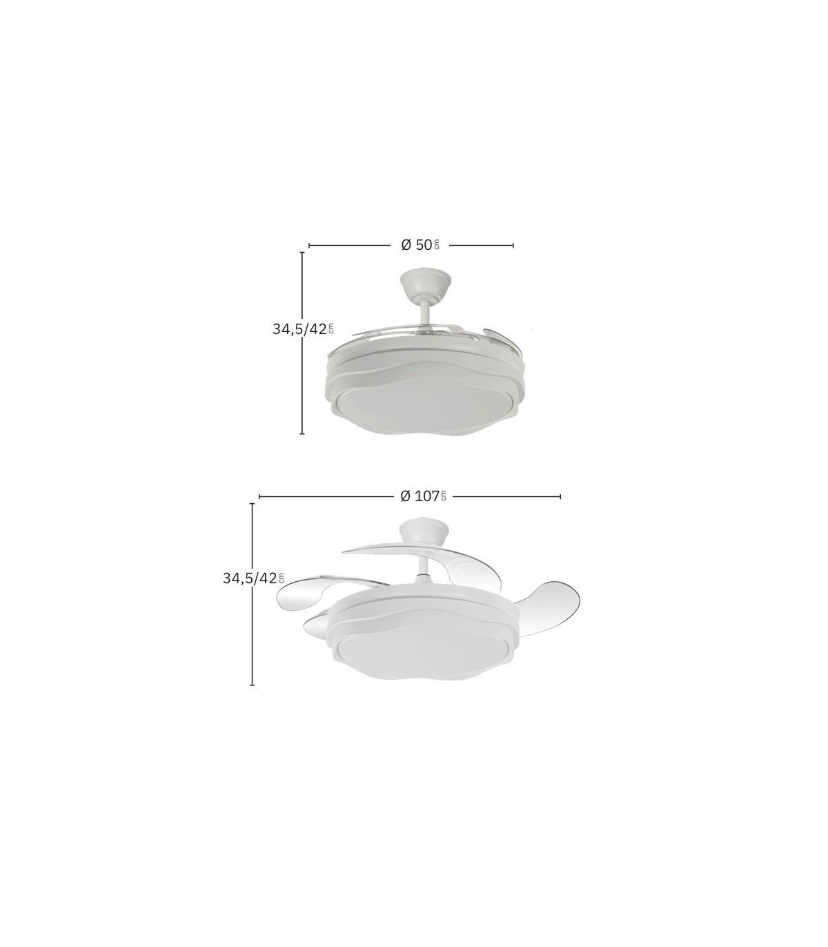 Ventilador de Techo NASIM Blanco DC 59W 6980Lm 4 Aspas CCT
