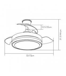 Ventilador Esparta-XXS DC 44W 5182Lm 3 Aspas Negro CCT