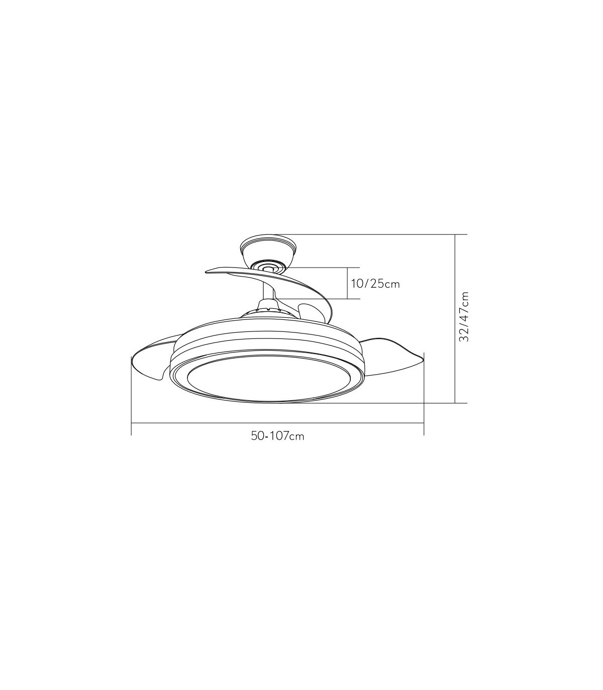 Ventilador Esparta DC 59W 6980Lm 3 Aspas Negro CCT
