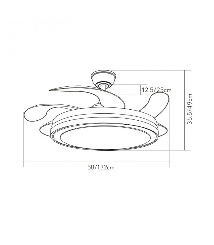 Ventilador Esparta-XL DC 80W 10255Lm 5 Aspas Plata CCT