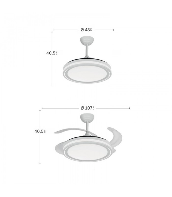 Ventilador de Techo BANDIDO Blanco/Gris DC 59W 5900Lm 4 Aspas CCT