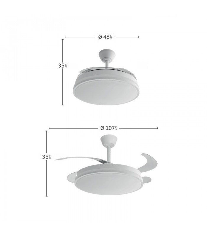 Ventilador GUERRERO DC 44W 4900Lm 4 Aspas Blanco CCT