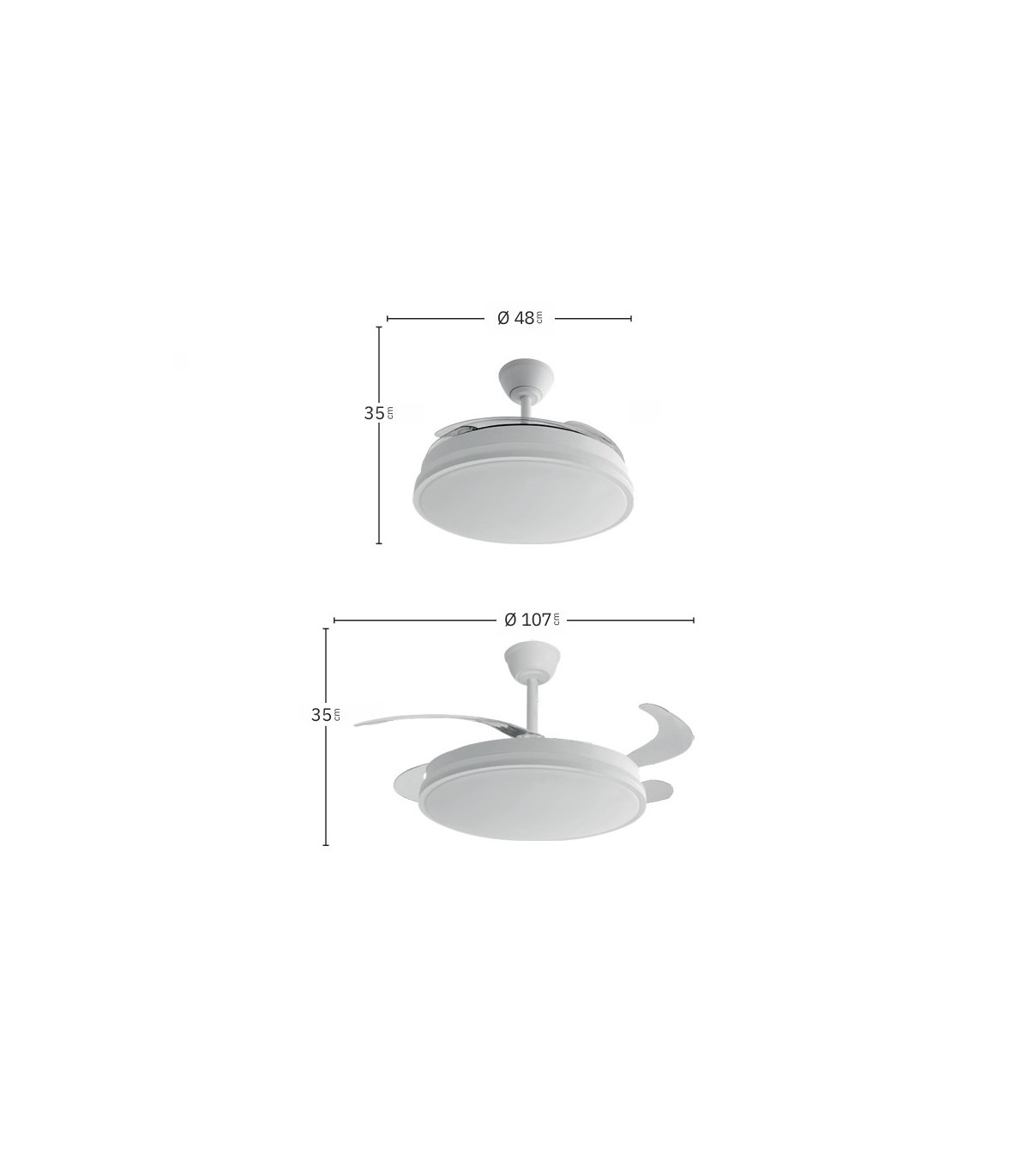 Ventilador GUERRERO DC 44W 4900Lm 4 Aspas Blanco CCT