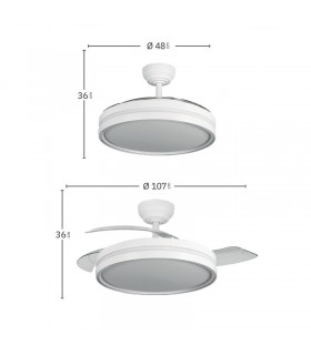 Ventilador CAPITAN DC 60W 6980Lm 3 Aspas Blanco CCT