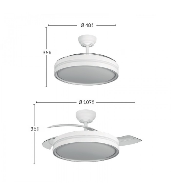 Ventilador CAPITAN DC 60W 6980Lm 3 Aspas Blanco CCT