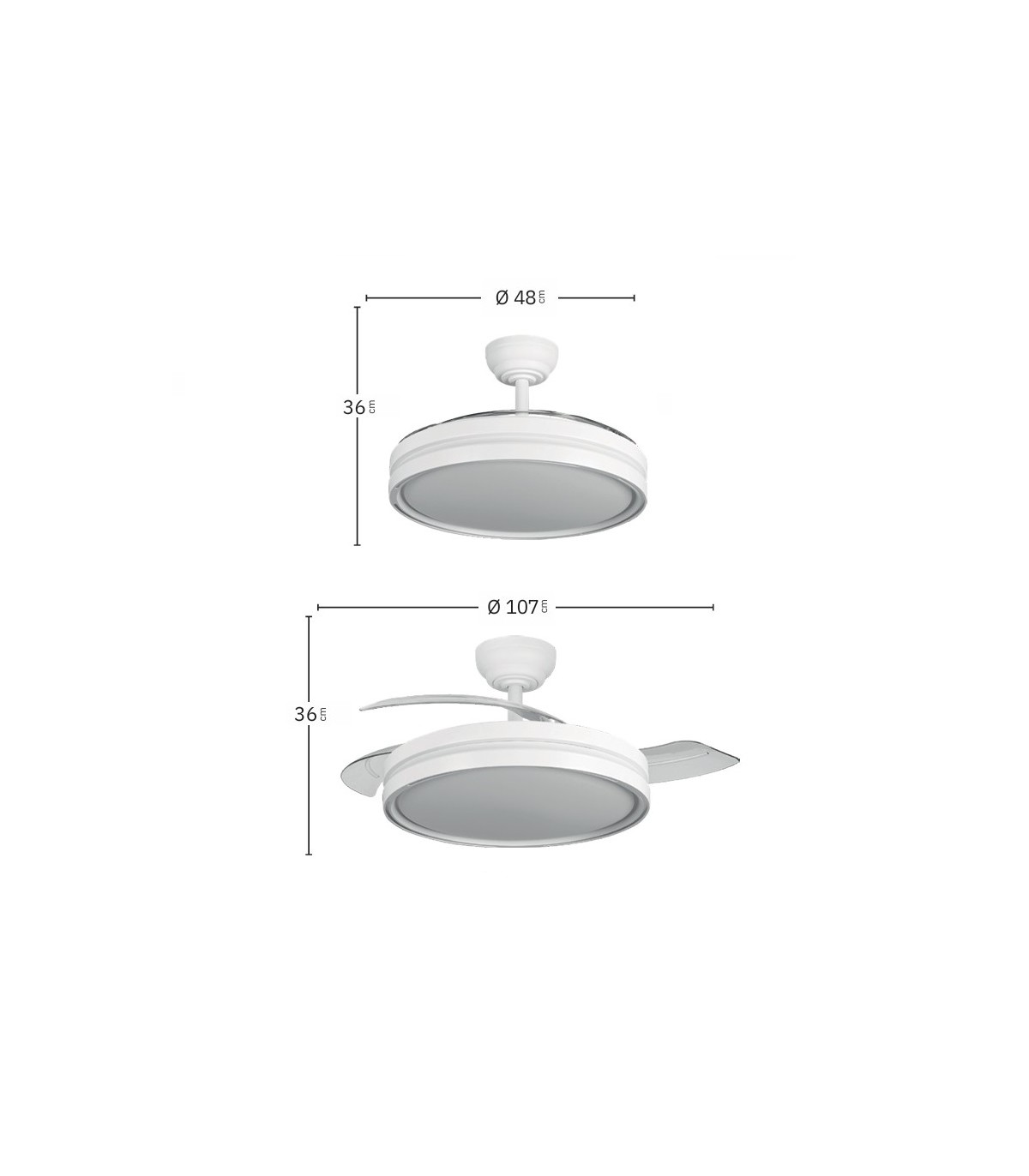 Ventilador CAPITAN DC 60W 6980Lm 3 Aspas Blanco CCT