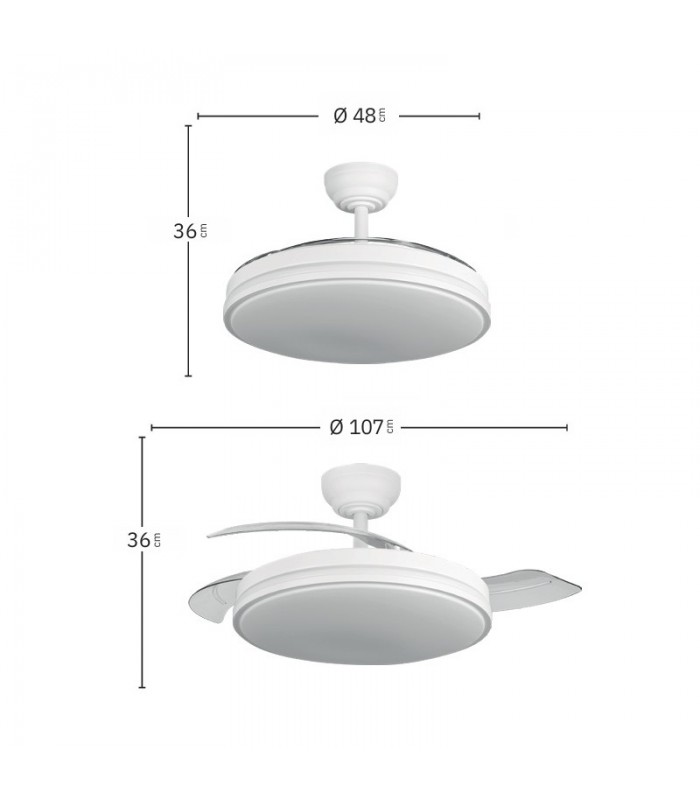 Ventilador RELAMPAGO DC 60W 6980Lm 3 Aspas Blanco CCT
