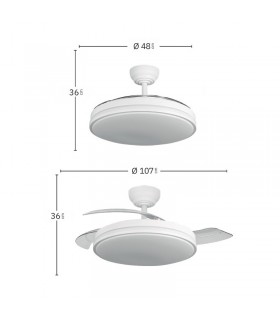 Ventilador RELAMPAGO DC 60W 6980Lm 3 Aspas Blanco/Haya CCT