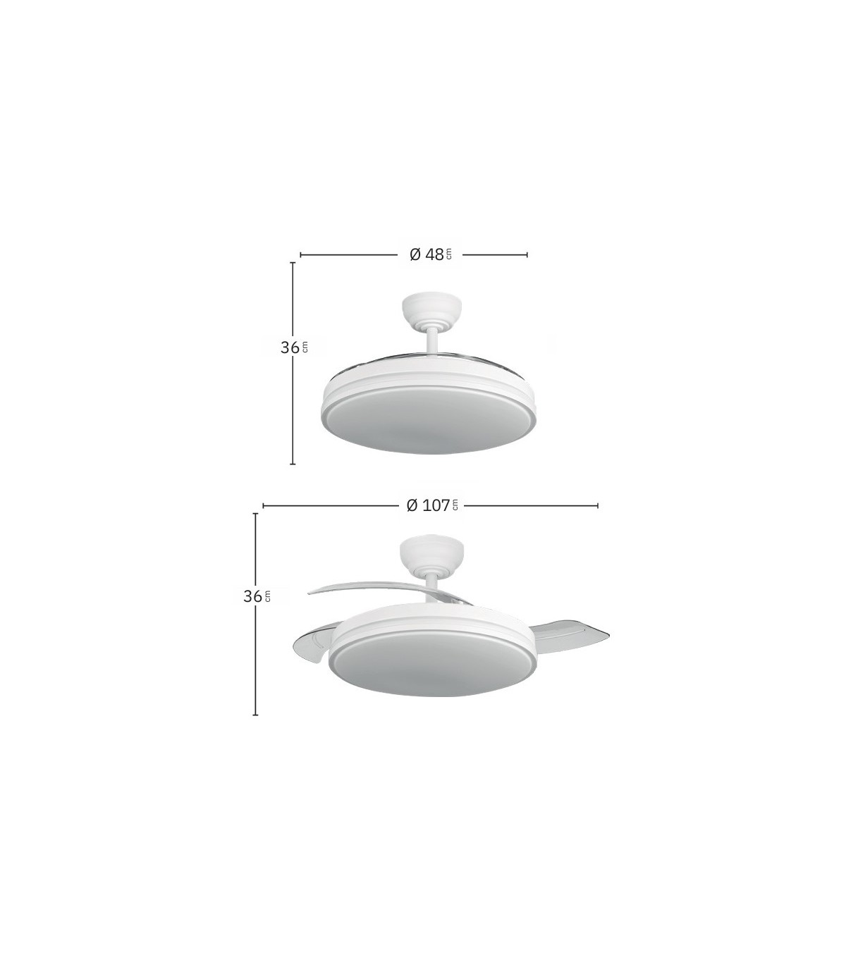 Ventilador RELAMPAGO DC 60W 6980Lm 3 Aspas Blanco/Haya CCT