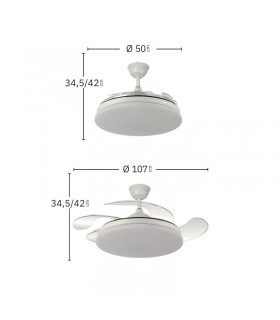 Ventilador de Techo TRIDENTE Cuero DC 59W 6980Lm 4 Aspas CCT