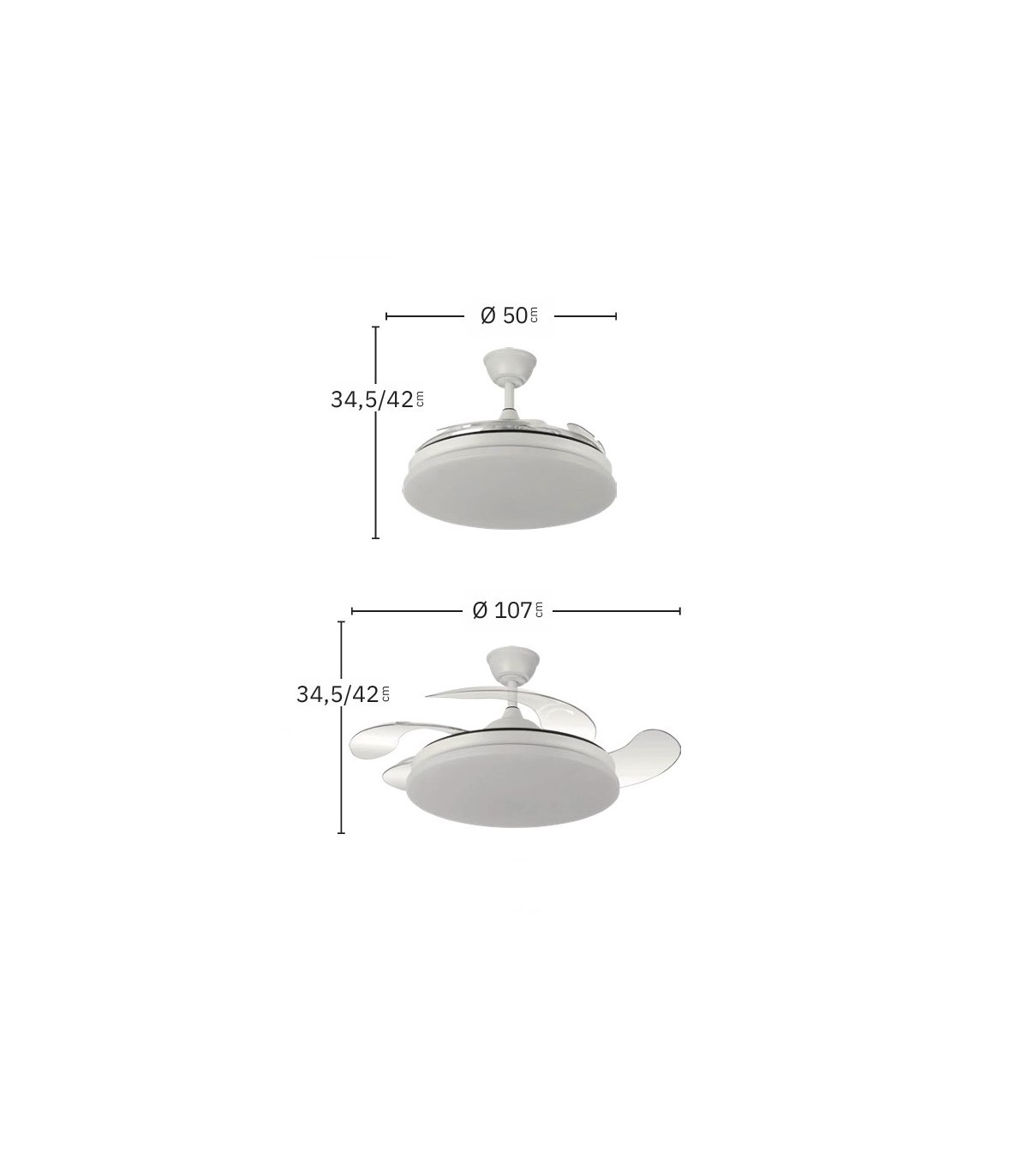 Ventilador de Techo TRIDENTE Negro DC 59W 6980Lm 4 Aspas CCT