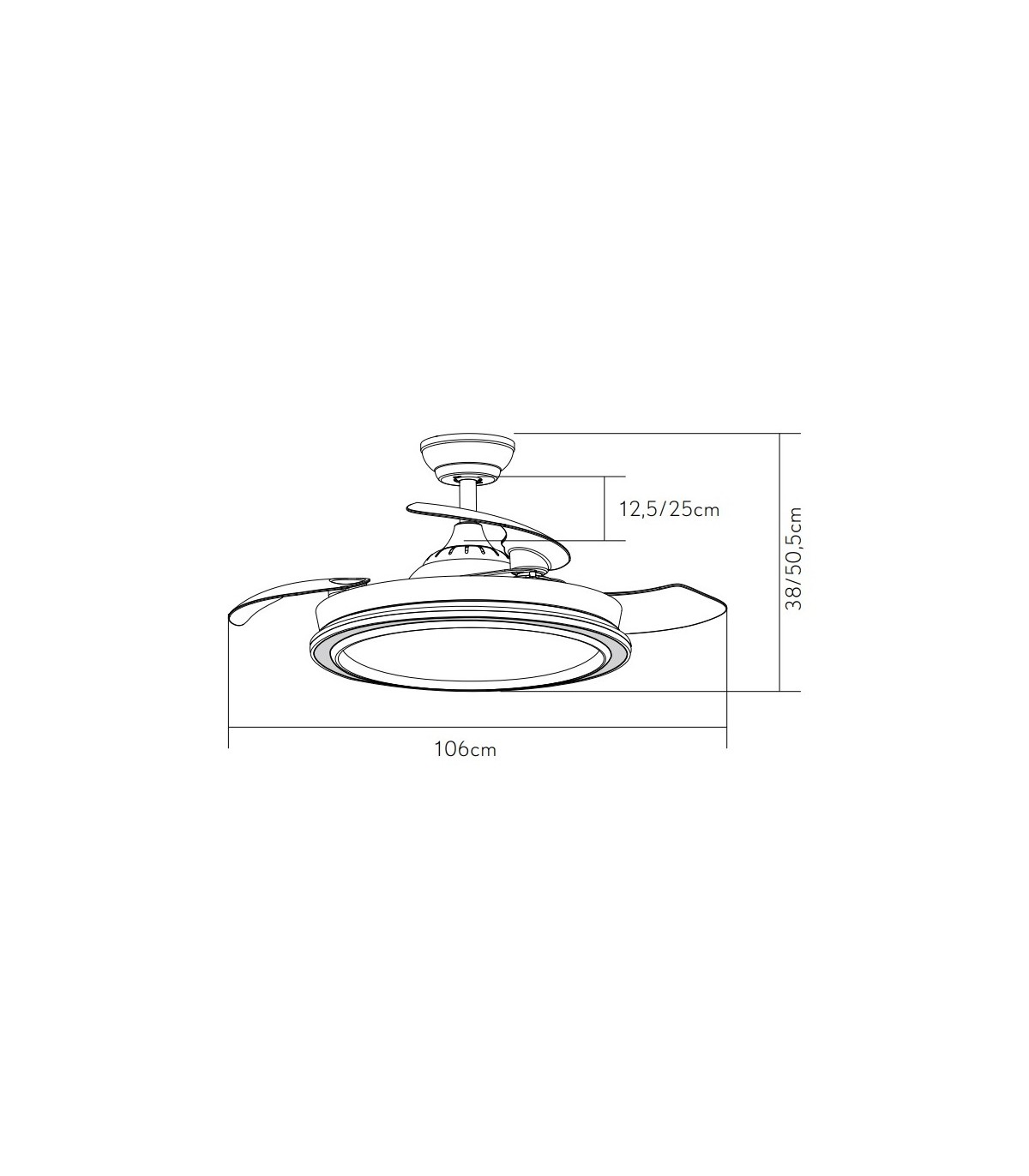 Ventilador Picolo DC 72W 6226Lm 3 Aspas Negro/Oro CCT