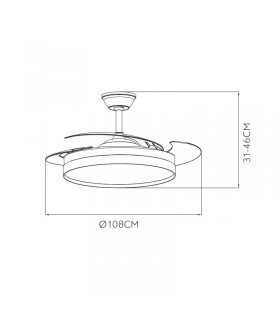 Ventilador de Techo MANDARIN Negro/Oro DC 72W 7200Lm 3 Aspas CCT