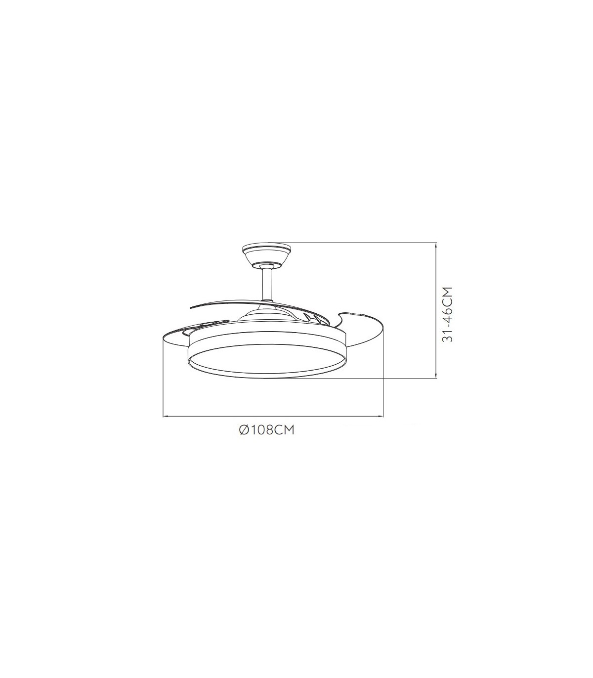 Ventilador de Techo MANDARIN Negro/Oro DC 72W 7200Lm 3 Aspas CCT