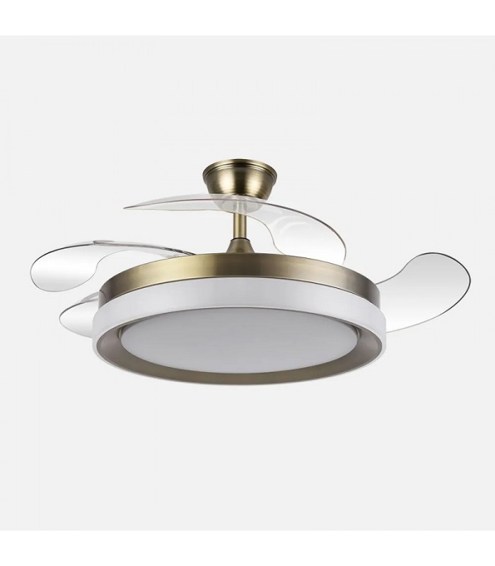 Ventilador Zenit DC 59W 6980Lm 4 Aspas Cuero CCT