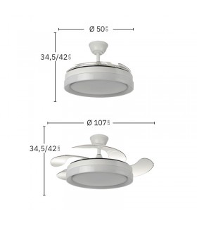 Ventilador Zenit DC 59W 6980Lm 4 Aspas Cuero CCT