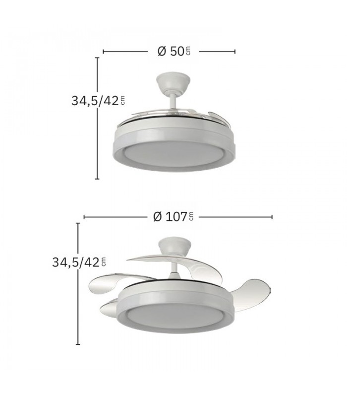 Ventilador Zenit DC 59W 6980Lm 4 Aspas Cuero CCT