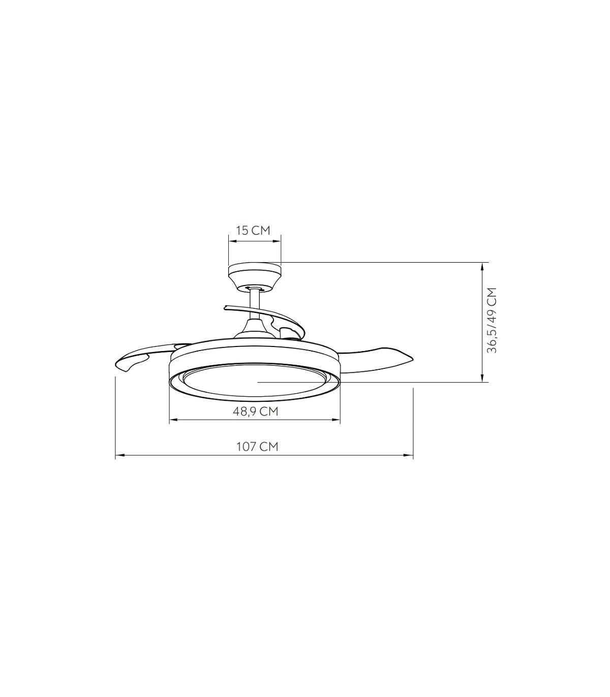 Ventilador Zenit DC 72W 7200Lm 3 Aspas Blanco CCT