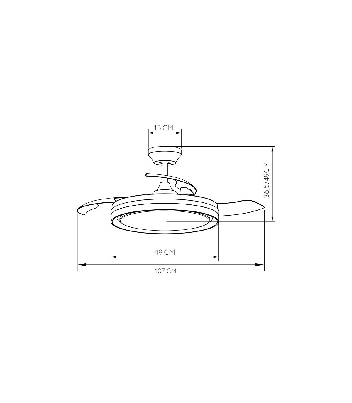 Ventilador Cerrato DC 72W 7200Lm 3 Aspas Negro CCT