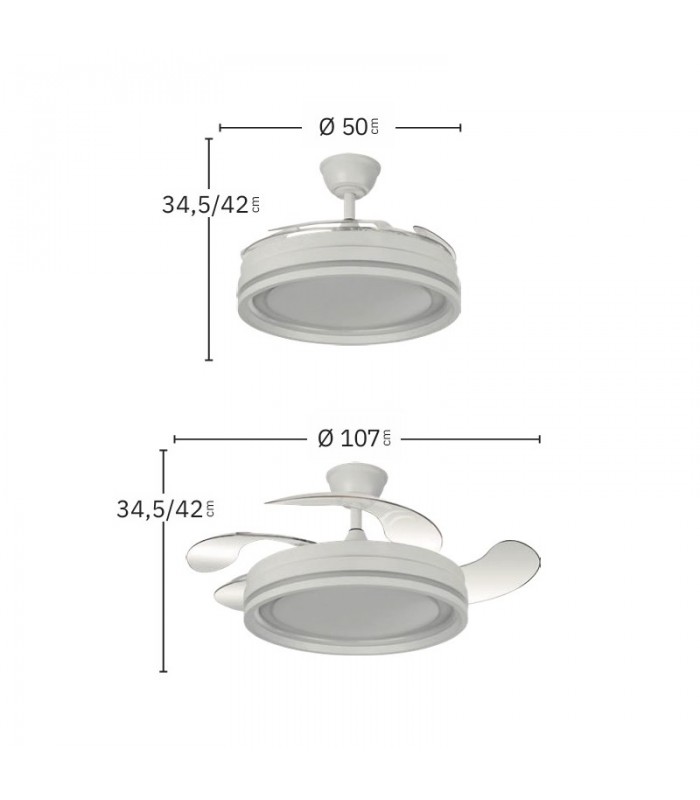 Ventilador Cerrato DC 59W 6980Lm 4 Aspas Cuero CCT