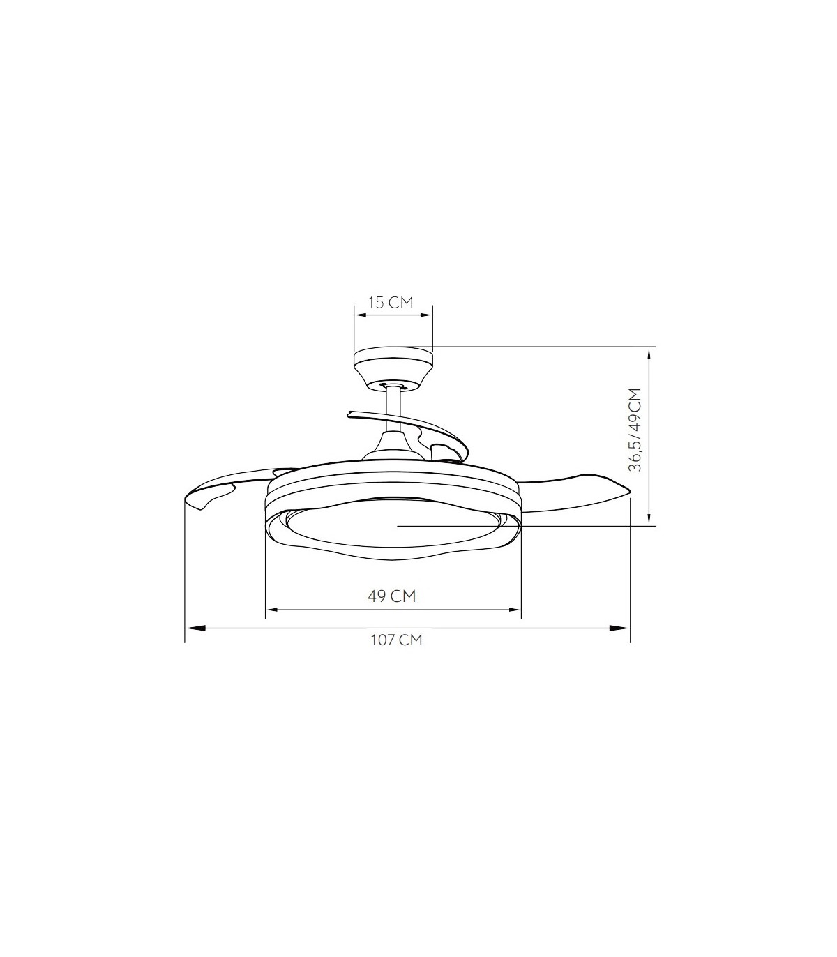 Ventilador Blondi DC 72W 7200Lm 3 Aspas Blanco/Plata CCT