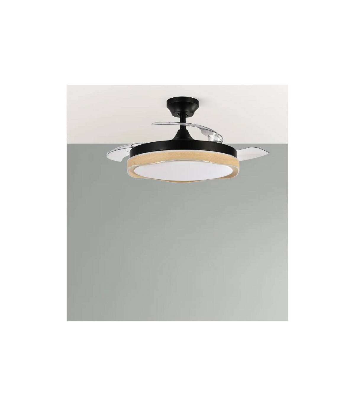 Ventilador Blondi DC 72W 7200Lm 3 Aspas Negro/Haya CCT
