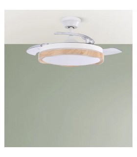 Ventilador Blondi DC 72W 7200Lm 3 Aspas Blanco/Haya CCT