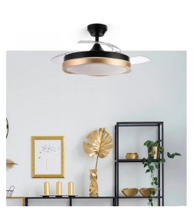 Ventilador Blondi DC 72W 7200Lm 3 Aspas Negro/Oro CCT