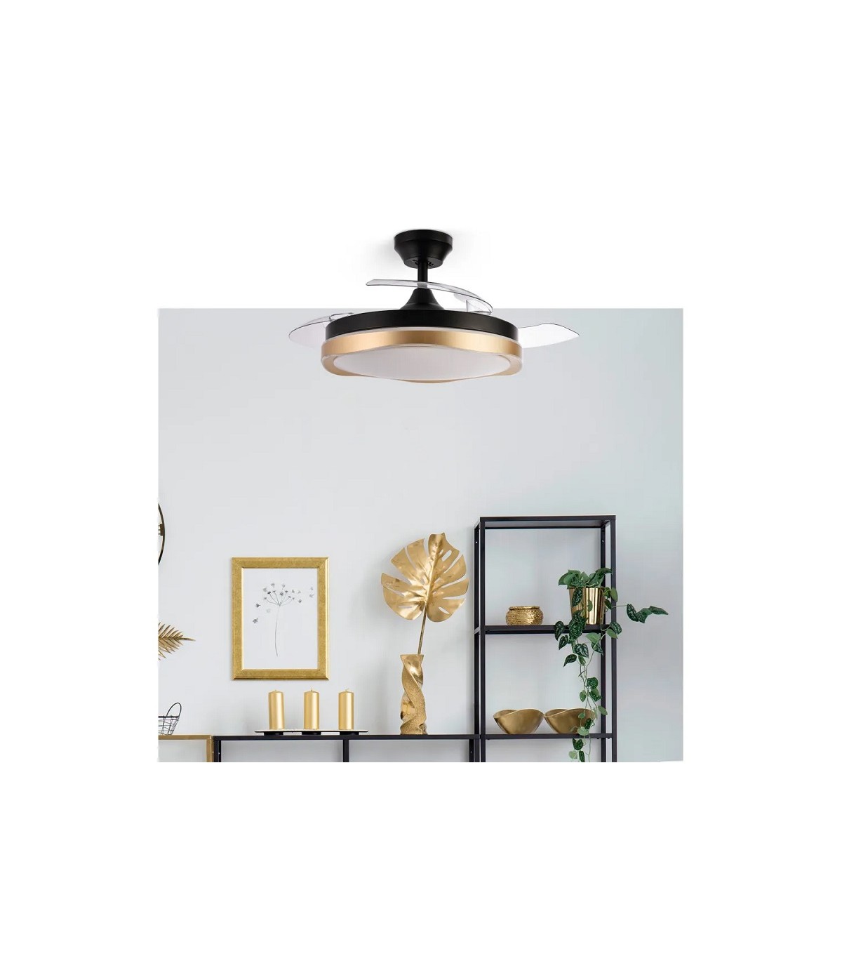 Ventilador Blondi DC 72W 7200Lm 3 Aspas Negro/Oro CCT