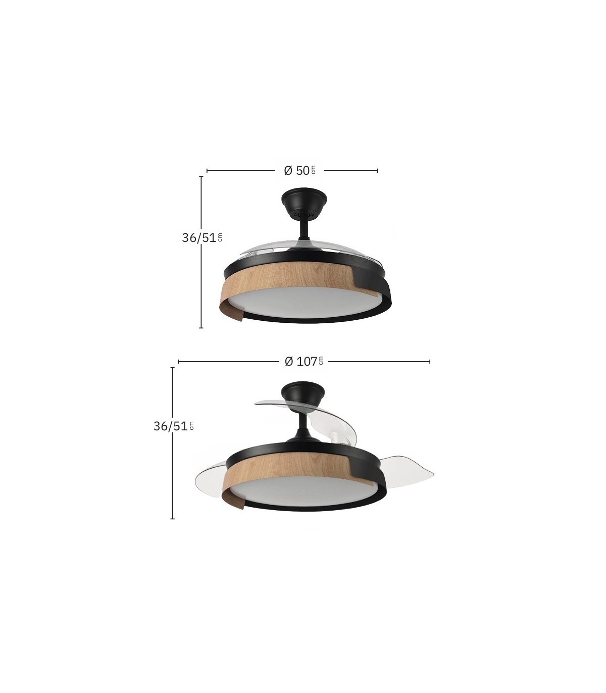 Ventilador Provenza DC 72W 7200Lm 3 Aspas Blanco/Haya CCT