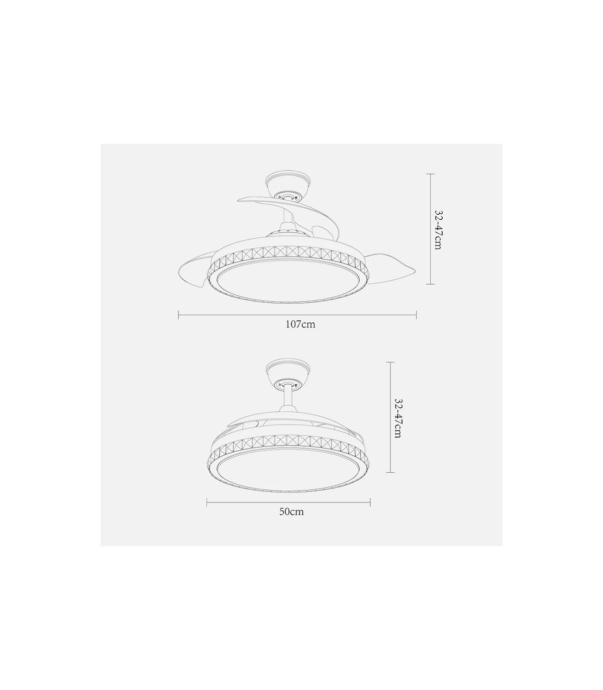 Ventilador BILIKU 59W 6980Lm 3 Aspas Níquel CCT
