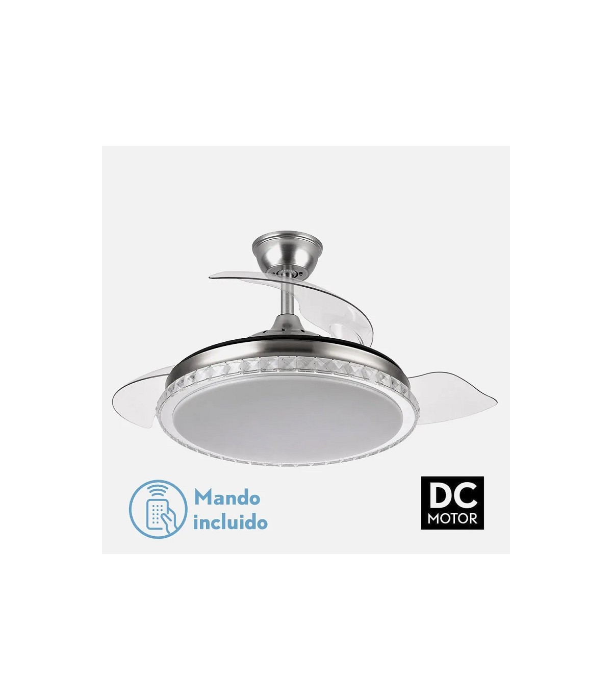 Ventilador BILIKU 59W 6980Lm 3 Aspas Níquel CCT