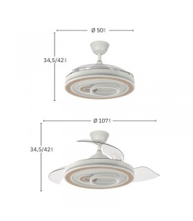 Ventilador de Techo SULTAN APP Negro/Haya DC 68W 4960Lm 3 Aspas CCT