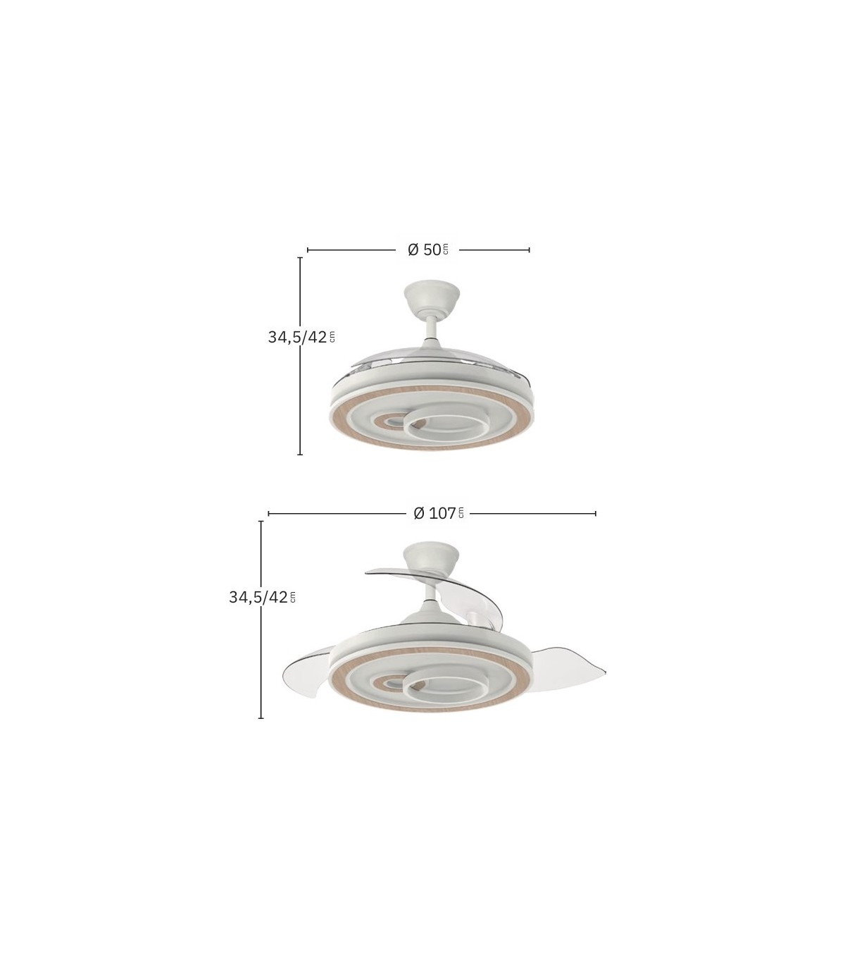 Ventilador de Techo SULTAN APP Blanco/Haya DC 68W 4960Lm 3 Aspas CCT