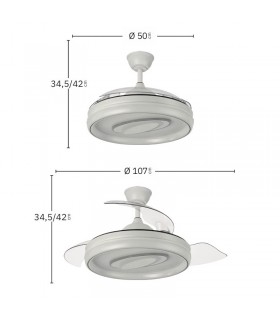 Ventilador de Techo MARACANA APP Blanco DC 57W 5980Lm 3 Aspas CCT
