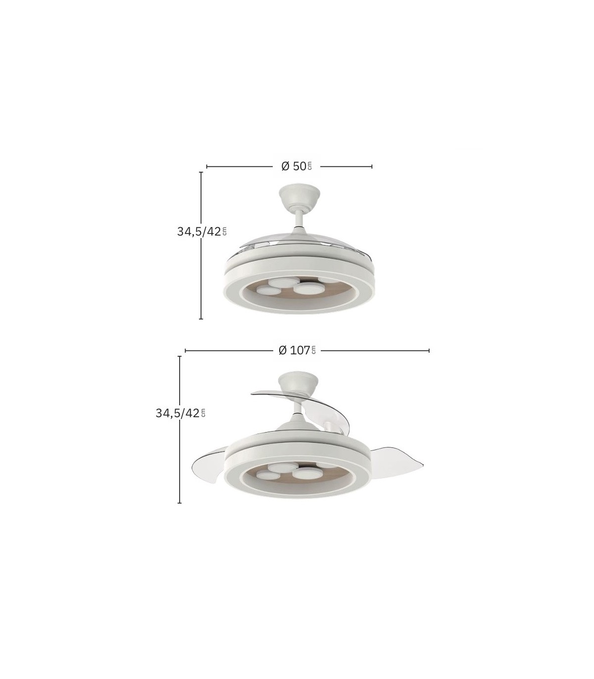 Ventilador de Techo CUPIDO APP Negro/Haya DC 55W 4960Lm 3 Aspas CCT