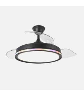 Ventilador de Techo CACIQUE Negro DC 59+7W 6980Lm 3 Aspas CCT+RGB